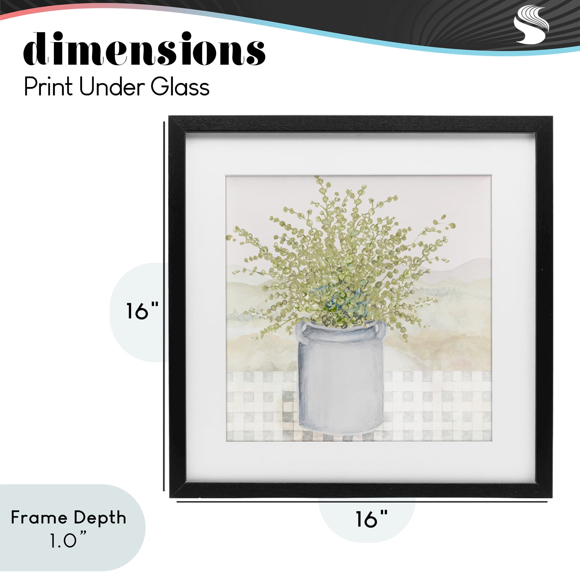 Stupell Industries Potted Farm Herbs Black Framed Print Under Glass, design by Janice Gaynor
