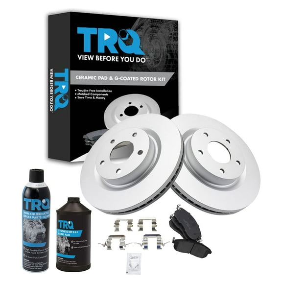TRQ Ceramic Brake Pad & E- Rotor Front Kit w/Fluids for Nissan Altima and Hybrid BKA15918 Fits select: 2013 NISSAN ALTIMA 3.5S/3.5SV/3.5SL