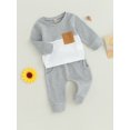 thumbnail image 4 of Elippeo Baby Boys Pants Set 6M 12M 18M 24M 3Y  Long Sleeve Crew Neck Contrast Color Sweatshirt with Elastic Waist Sweatpants Infant Clothes, 4 of 10