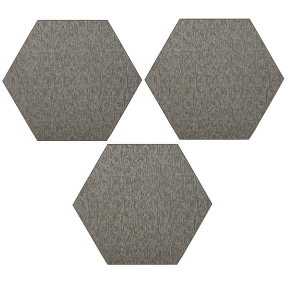 Furnish My Place Modern Indoor/Outdoor Commercial Neutral Rug, Modern Area Rug, Baby Nursery Mat, Pet-Friendly Carpet for Living Room, Playroom, Made in USA, 3' Hexagon - Set of 3