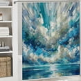 thumbnail image 6 of Orinice Ambesonne teal shower curtain, dreamy intricate foliage with futuristic geometric circles, fabric bathroom décor set with hooks, sea foam fern greenish-grey 60x72, 6 of 7