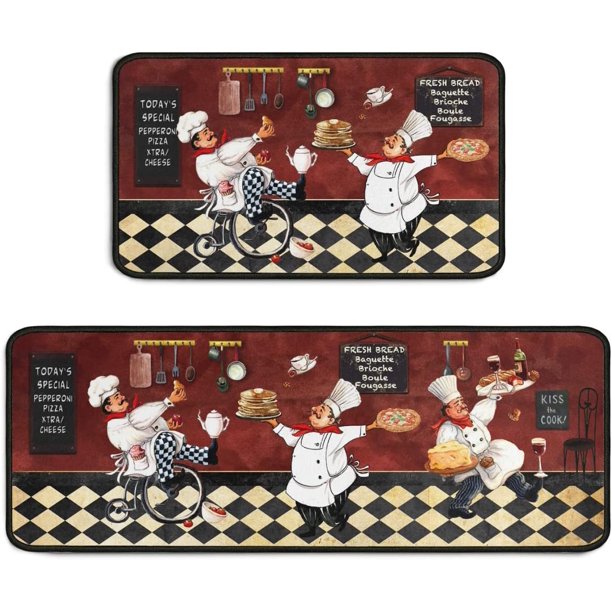 aoselan Chef Kitchen Rugs and Mats Sets of 2,NonSlip Washable Kitchen