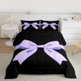 thumbnail image 2 of Feelyou Princess Bow-tie Print Queen Comforter Set, Dreamy Purple Ribbon Bow Bedding Sets, Chic Fashion Style Reversible Bedding Comforter Set, Microfiber Bedroom Decor, 3pcs, 2 of 8