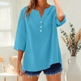 thumbnail image 5 of Comdrip Cotton Muslin Shirt Women! Cotton Linen Shirts for Women Summer Button Down Tops 3/4 Length Sleeve Casual Blouses Oversized Tshirts 2025 Gauze Shirts for Women Sky Blue XL, 5 of 10