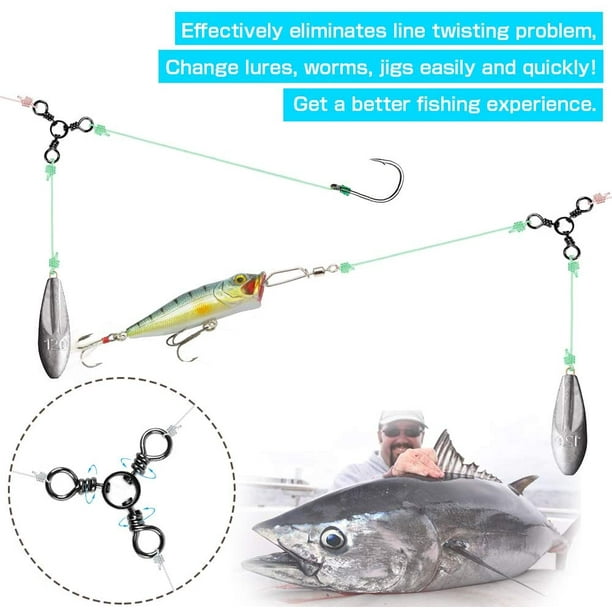 Bmatwk Fishing Connector Fish Swivels Tackle 3 Way Fishing Swivel