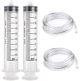 thumbnail image 1 of 2 jeringas de plástico de 100 ml con manguera de 1 m, jeringa de almacenamiento de jeringa de aceite de plástico reutilizable para drenar tarros de líquido de frenos [uso no médico]. esquí esquí Gafas de esquí, 1 of 5