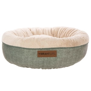 Round Bolster Pet Bed with Memory Foam, Small, Sage