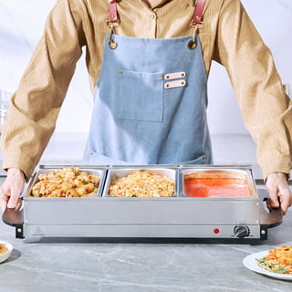 Ovente FW170S Electric Food Buffet Warmer Stainless Steel Warming Tray, with Adjustable Temperature Control, Silver