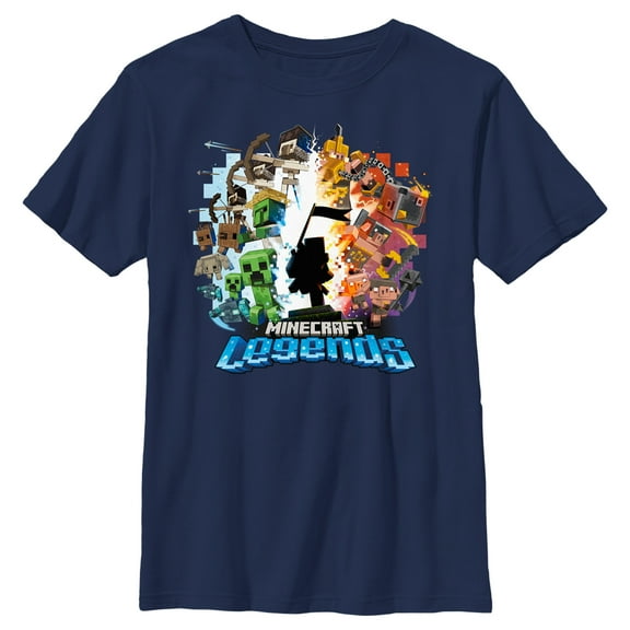 Boy's Minecraft Legends Heroes and Villains Graphic Tee Navy Blue Small