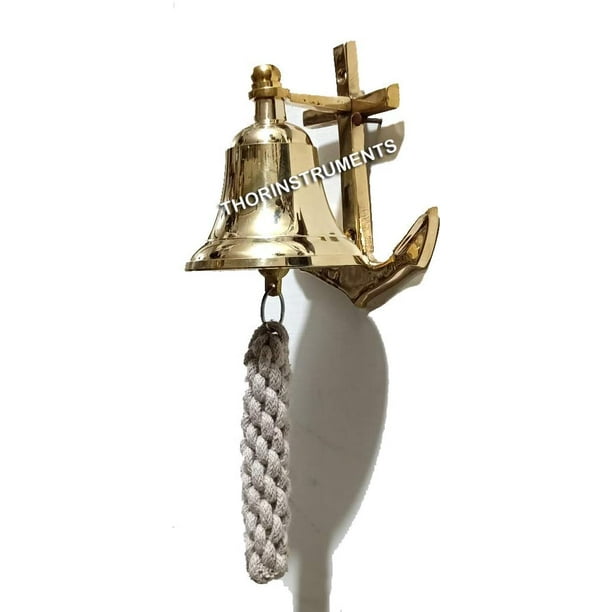 Nautical Brass Ship Bell Solid Brass W/mounting Bracket and Anchor