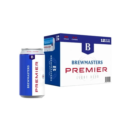 Brewmasters Premier Light American Lager Beer, 12 Pack, 12 fl oz Aluminum Cans, 4.2% ABV