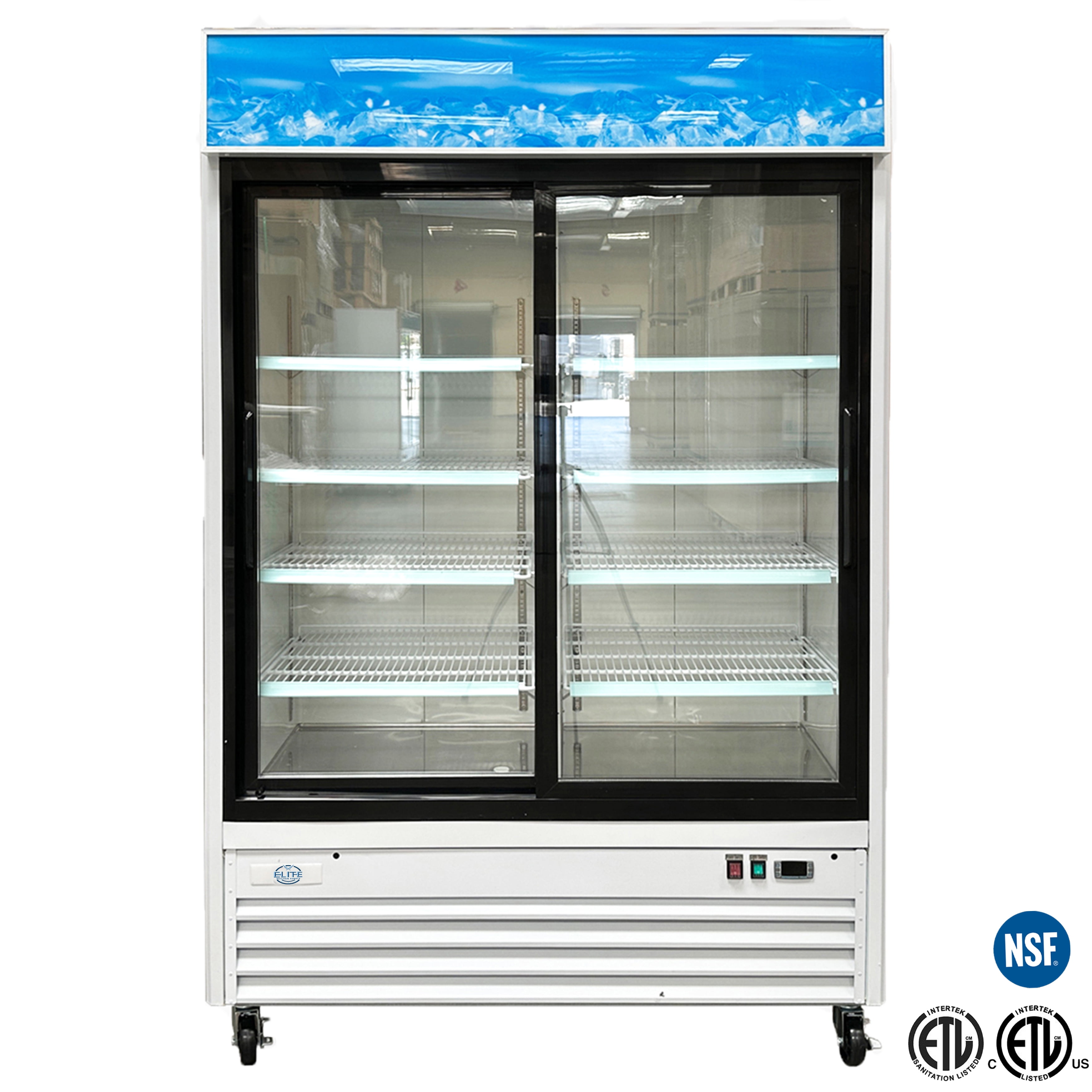 54 in. Two Glass Sliding Door Refrigerator 45 Cu.Ft. Commercial Merchandiser Refrigerator, Cooler NSF ETL