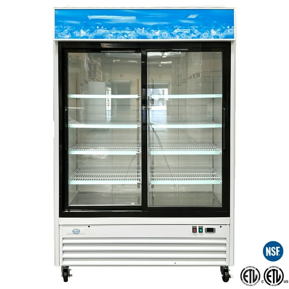 54 in. Two Glass Sliding Door Refrigerator 45 Cu.Ft. Commercial Merchandiser Refrigerator, Cooler NSF ETL
