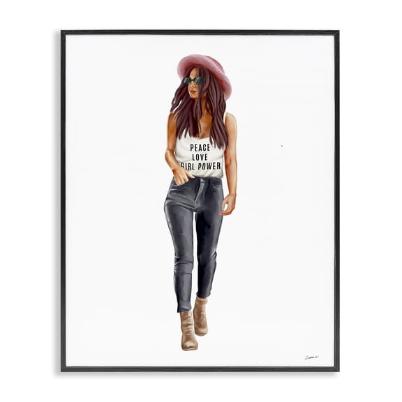 Stupell Industries Contemporary Girl Power Fashionista Standing Pose Black Framed Giclee Art, 11 x 14, by Ziwei Li