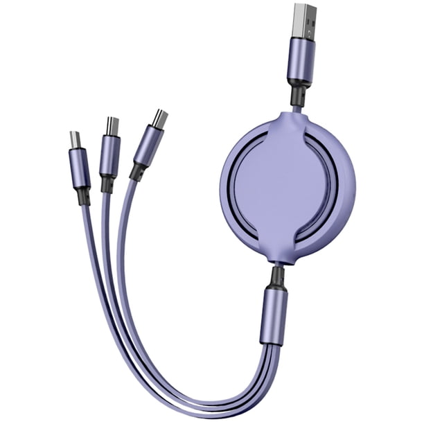 Cable De Carga Retráctil 3 En 1 Compatible Con Ios Cable Micro Usb Tipo C Cable De Sincronización De Datos De Carga Rápida Moyic EL017844-04