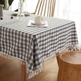 thumbnail image 4 of HTOOQ Tablecloth for Dining Table Rustic Table Cover, Farmhouse Kitchen Table Cloth, Cotton Linen Fabric Small Rectangle Table Cloths for 6 to 8 Seats, Black, White Rectangle, 55x86 Inch, 4 of 5