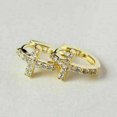 thumbnail image 4 of Sparkle Jewels White Round Cut Cubic Zirconia Cluster Cross Hoop Women's Earrings 14k Yellow Gold Finish, 4 of 4