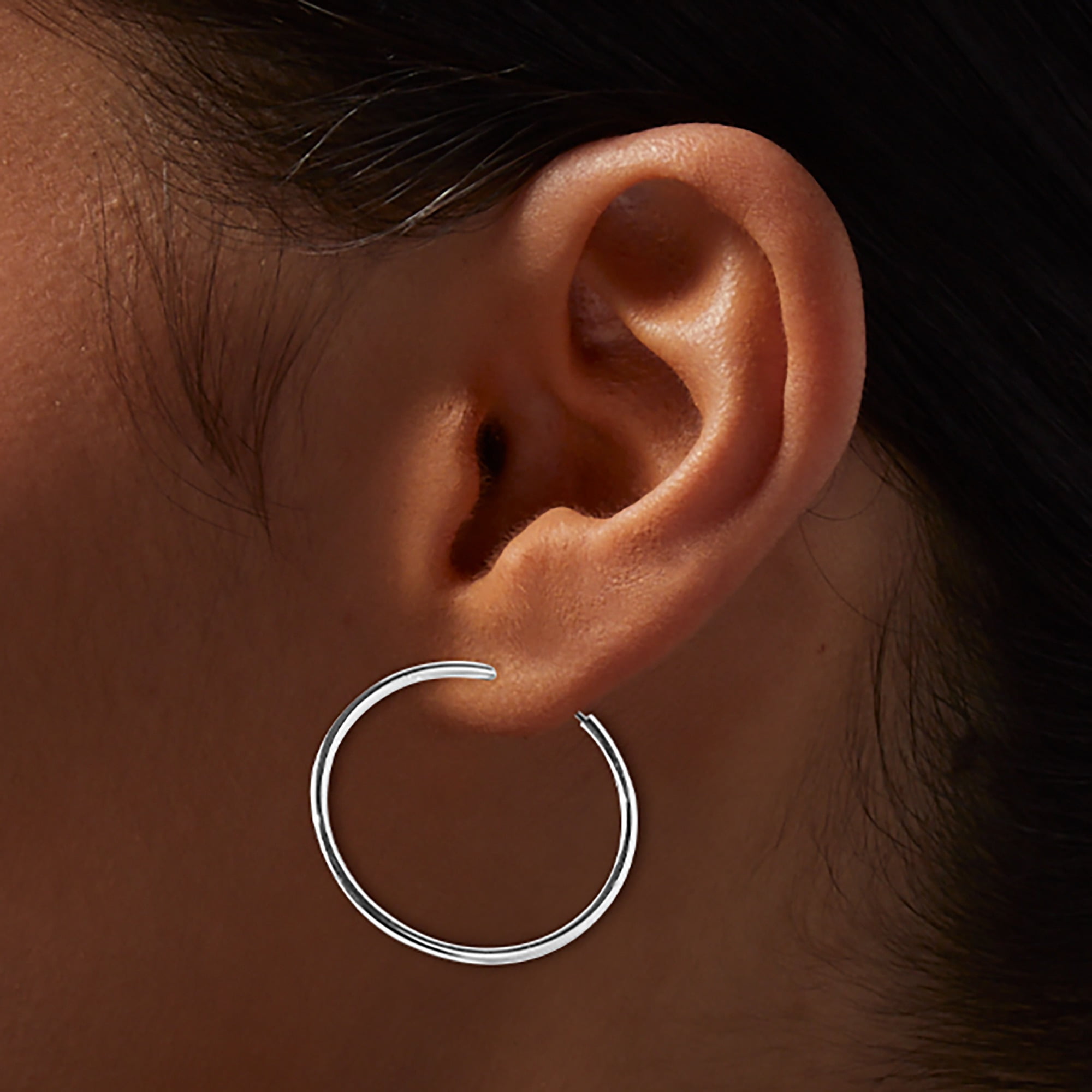 Claire's Teen Girls Silver 30 MM Hoop Earrings, Sensitive Solutions, 1-Pack