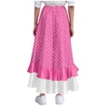 thumbnail image 2 of Doomiva Kids Girls Polka Dots Layered Ruffle Flamenco Skirt Spanish Folklorico Gypsy Full Circle Belly Dance Skirt Hot Pink 12, 2 of 6