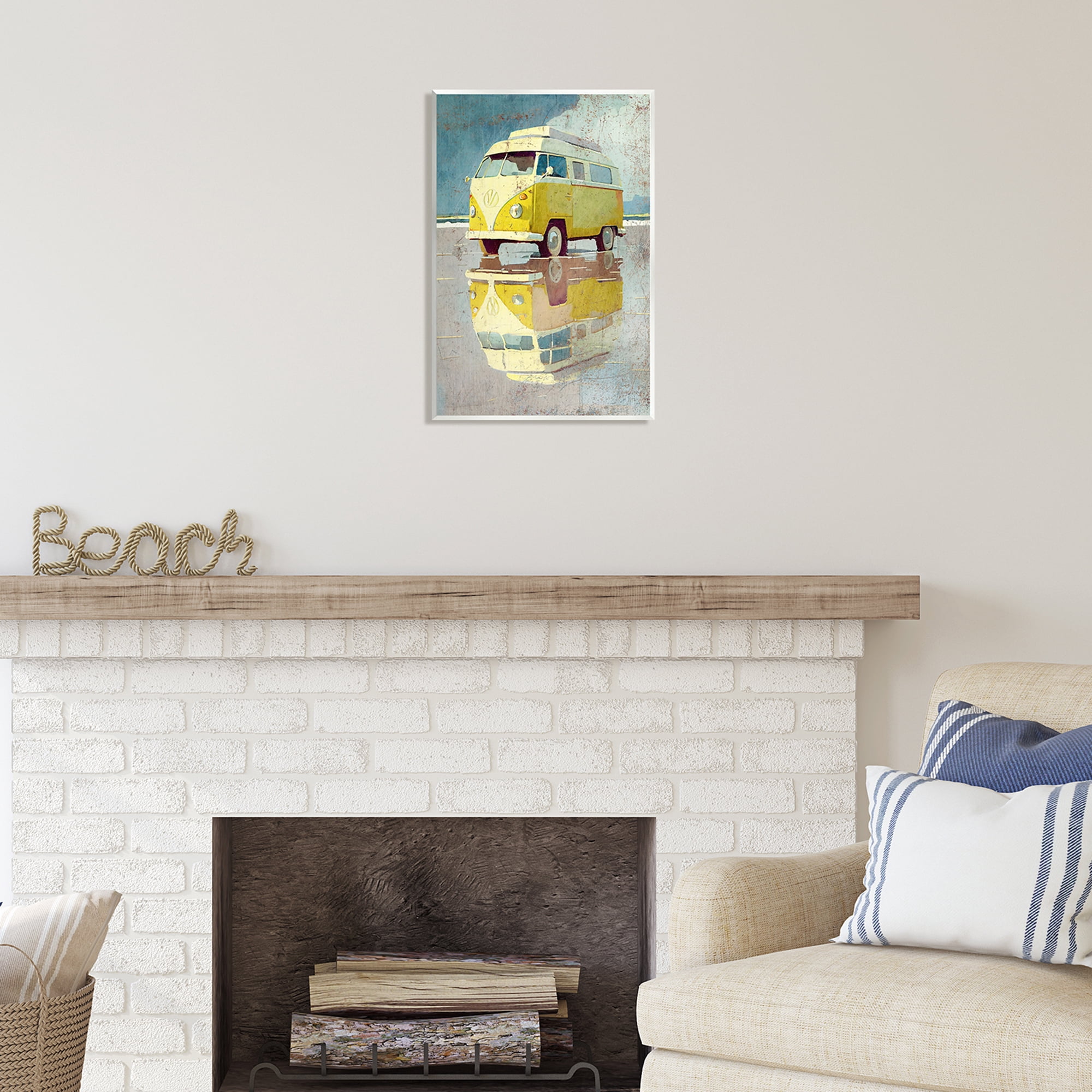 Stupell Industries Yellow Rustic Minibus Transportation Painting Unframed Art Print Wall Art, 13 x 19