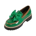 thumbnail image 2 of Womens Patent Leather Bowknot Platform Loafers 3d Bowknot Round Toe Anti-Slip Slip-On Wide Width Thick Sole Loafers Fashionable Elegant Loafers 2026 Patent Leather Shoe with Bow,Green 36(US-5.5), 2 of 6