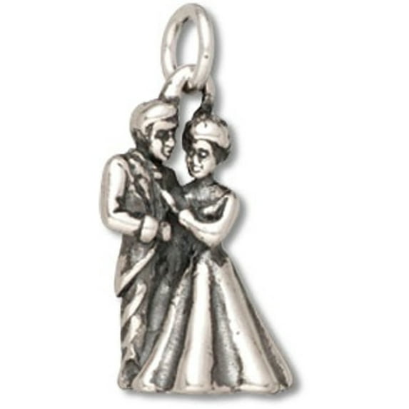 Sterling Silver 20" .8mm Box Chain 3D Bride And Groom Wedding Couple Pendant Necklace