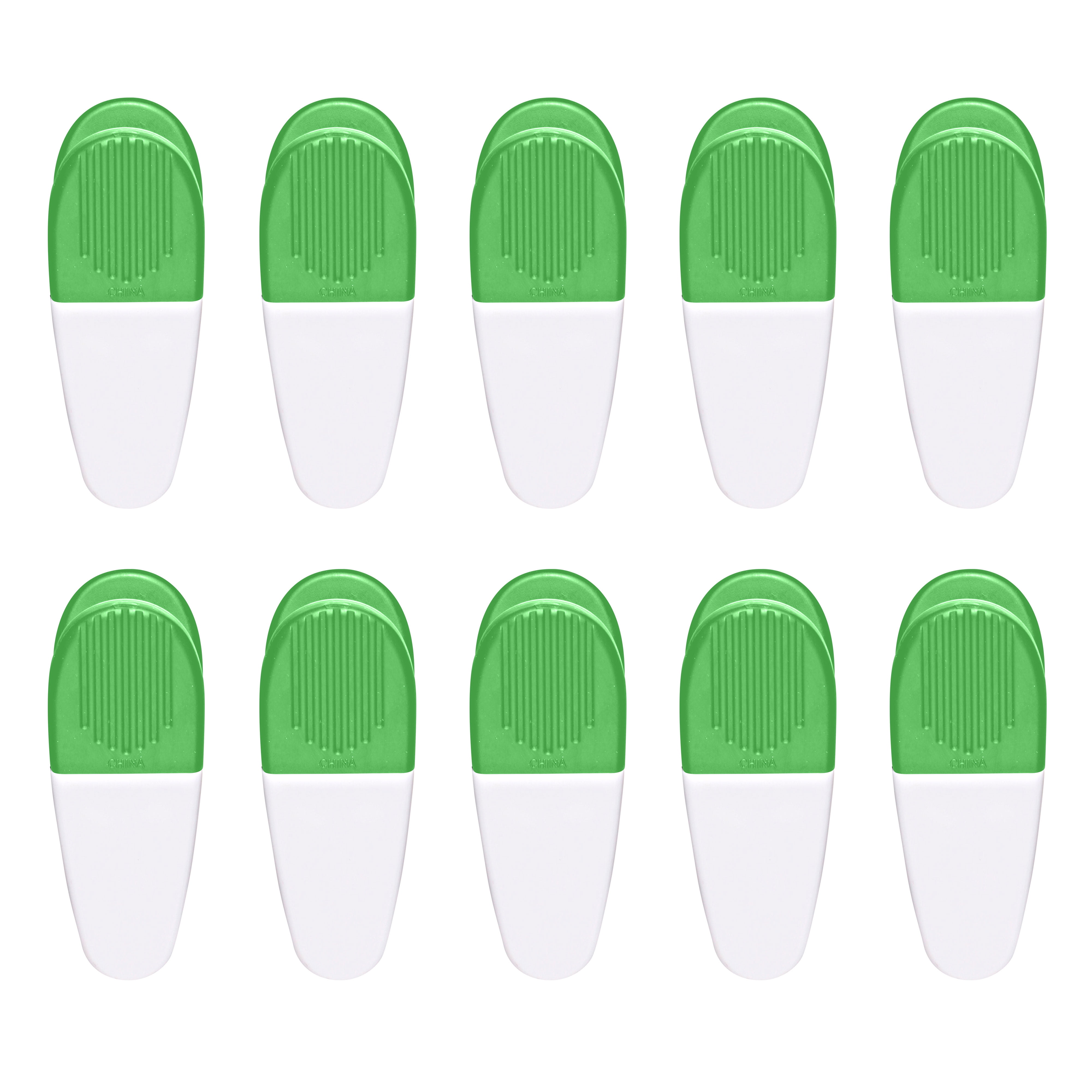 10 Memo Holders Set Large Clip, Plastic White Green