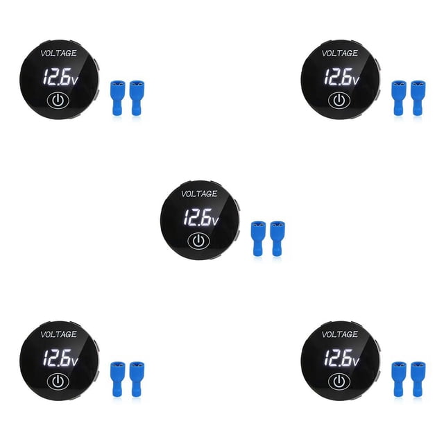 Youkk DC 5V-48V Voltmeter with Terminal LED Digital Display Car Voltage Meter IP65 Waterproof Accessory for RV Vehicle Automobile White 5Set
