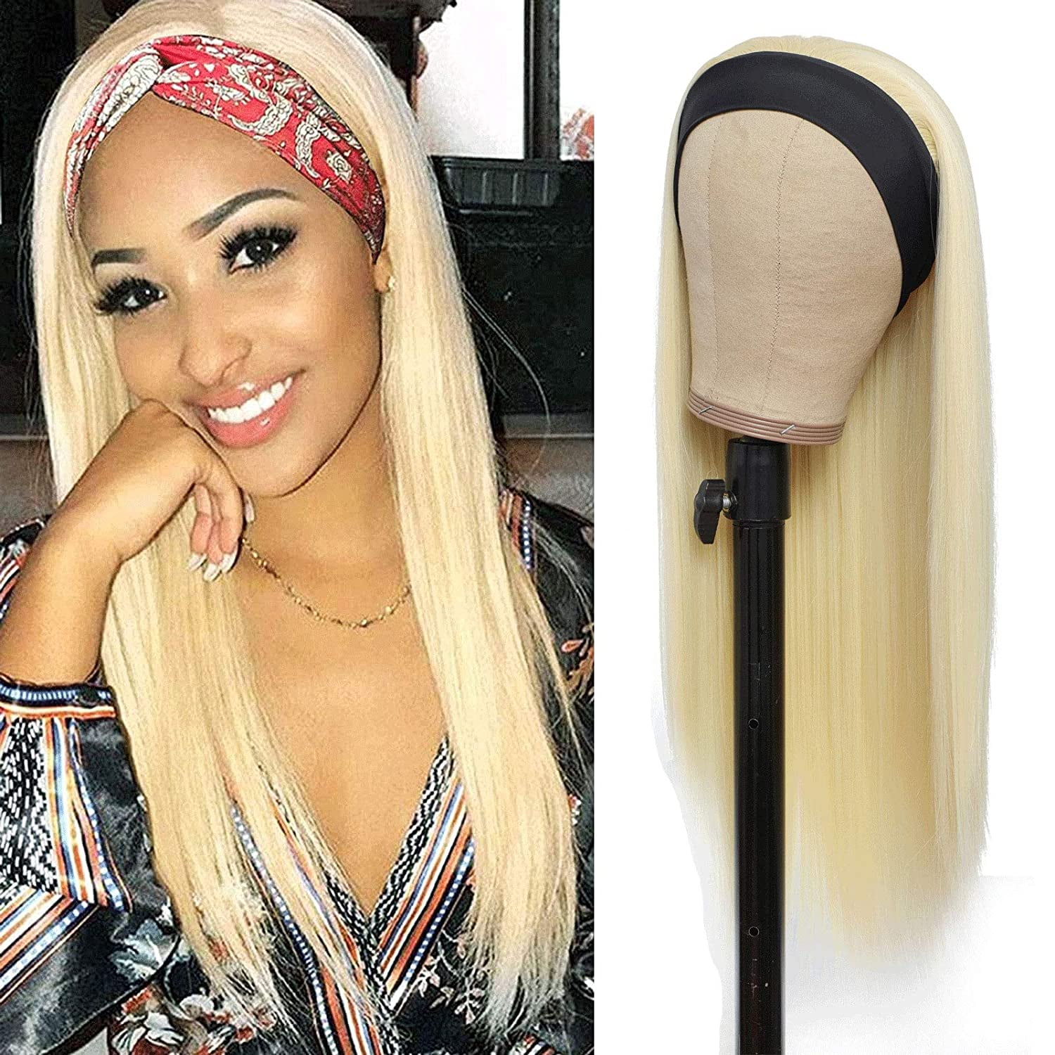 Long Straight Synthetic Headband BoB Wig for Black Women Synthetic