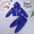 thumbnail image 4 of YiZYiF Kids Boys Hip-hop Jazz Dance Costume Shiny Sequins Tops with Pants Set, 4 of 7