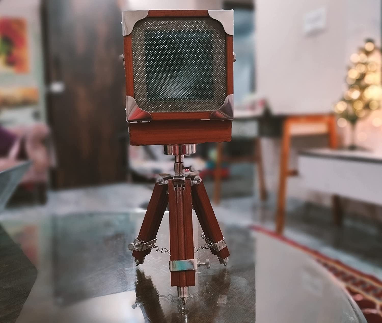 New Antique Vintage Look Film Camera Wooden Tripod Collectible Studio Gift Item Brown Color (22 Inches)