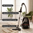 thumbnail image 4 of OVENTE Canister Upright Vacuum Cleaner with 1400W Powerful Suction, Telescoping Wand and Automatic Cord Rewind, Lightweight Cleaning Machine for Hard Floors and Carpets, Black ST1600B, 4 of 7