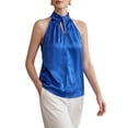 thumbnail image 2 of Deago Women's Elegant Twist Front Halter Sleeveless Satin Tank Tops Keyhole Back Summer Blouses Shirt, 2 of 9