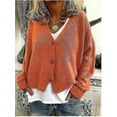 thumbnail image 2 of Womens Sweater Knitted Casual V-neck Solid Color Cardigan Sweater, 2 of 4