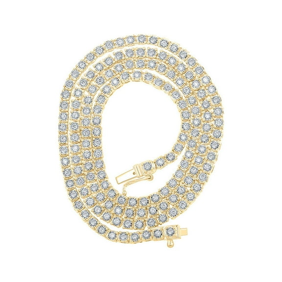 10kt Yellow Gold Mens Round Diamond 20-inch Link Chain Necklace 2-7/8 Cttw