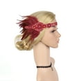 thumbnail image 4 of Hontri Heardband in Clearance, Gatsby Flapper Feather Headband 20S Accessories Crystal Beaded Wedding Headpiece, Female Wine Red One Size, 4 of 8