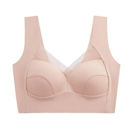 Seamless Bralettes for Women Pullover Bra Feature V-Neck Demi & Balconette Bra Style W-727 Hook and Eye Closure Sleep Bra Khaki XXL