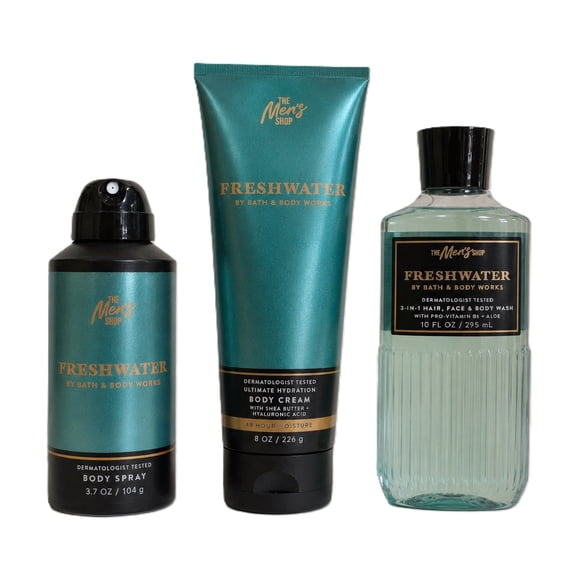 Bath & Body Works Fresh Water Includes Spray, Cream, and Shower Gel, 3 Piece Set