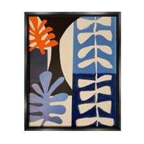 Stupell Industries Funky Plant Leaves Modern Abstract Cutout Silhouettes Graphic Art Jet Black Floating Framed Canvas Print Wall Art, Design by Deborah Velasquez