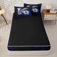 thumbnail image 4 of Castle Fairy Sport Soccer Print Zipper Full Size Comforter Sets with Fitted Sheet and 2 Pillowcases, Futuristic Letter K Zipper Bedding Set, Silver Black Blue,4pcs,Black Reversible, 4 of 6