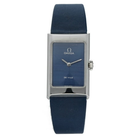 Vintage Omega De Ville Blue Dial Rectangle Steel Manual Wind Women's Watch