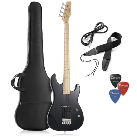 Davison 4-String Electric Bass Guitar with P-Style Pickups, Black