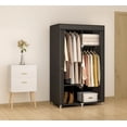 thumbnail image 5 of MOGELAFOO Armario portátil para habitación pequeña, estante de almacenamiento organizador de ropa de 35 pulgadas con 2 varillas para colgar ropa y 4 estantes, cubierta de tela no tejida, negro, 5 of 5