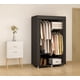 thumbnail image 5 of MOGELAFOO Armario portátil para habitación pequeña, estante de almacenamiento organizador de ropa de 35 pulgadas con 2 varillas para colgar ropa y 4 estantes, cubierta de tela no tejida, negro, 5 of 5