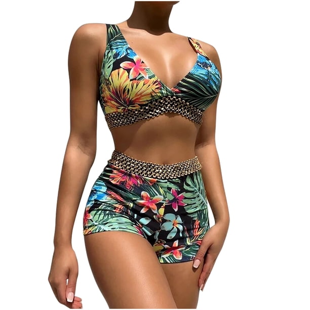 Conjunto de Traje de Baño Impreso Cómodo de las Mujeres, Estilo Dividido Traje de Baño Sexy Y de Moda para la Playa Y la Piscina