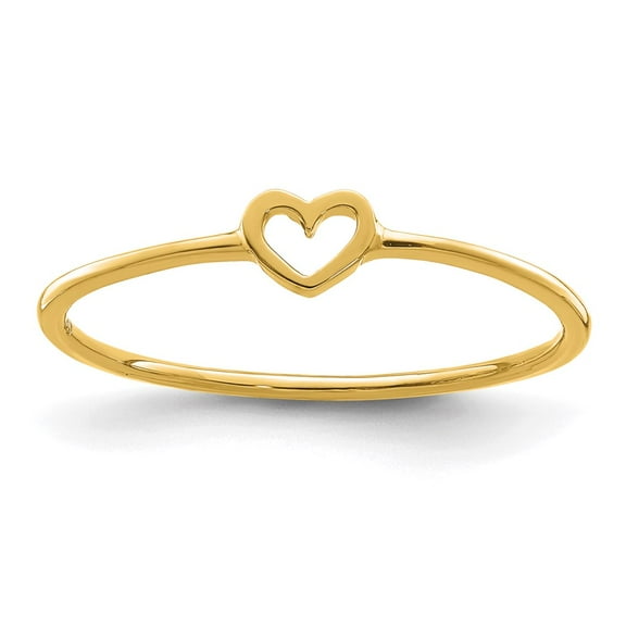 Real 14kt Yellow Gold Polished Heart Ring Size: 7; for Adults and Teens; for Women and Men