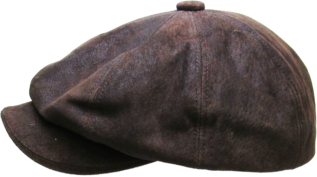 100% Genuine Leather Dark Brown Mens Ivy Hat Golf Driving Ascot Flat Cabbie Newsboy