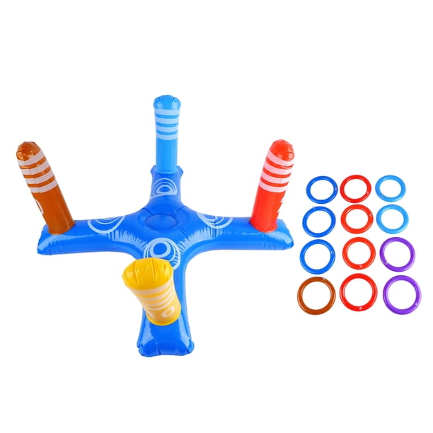 Juego Inflable De Lanzamiento De Anillos Con Flamenco - 2 Flamencos Y 12 Anillos De Colores, Incluye Bomba Manual, Para Piscina Y Fiestas