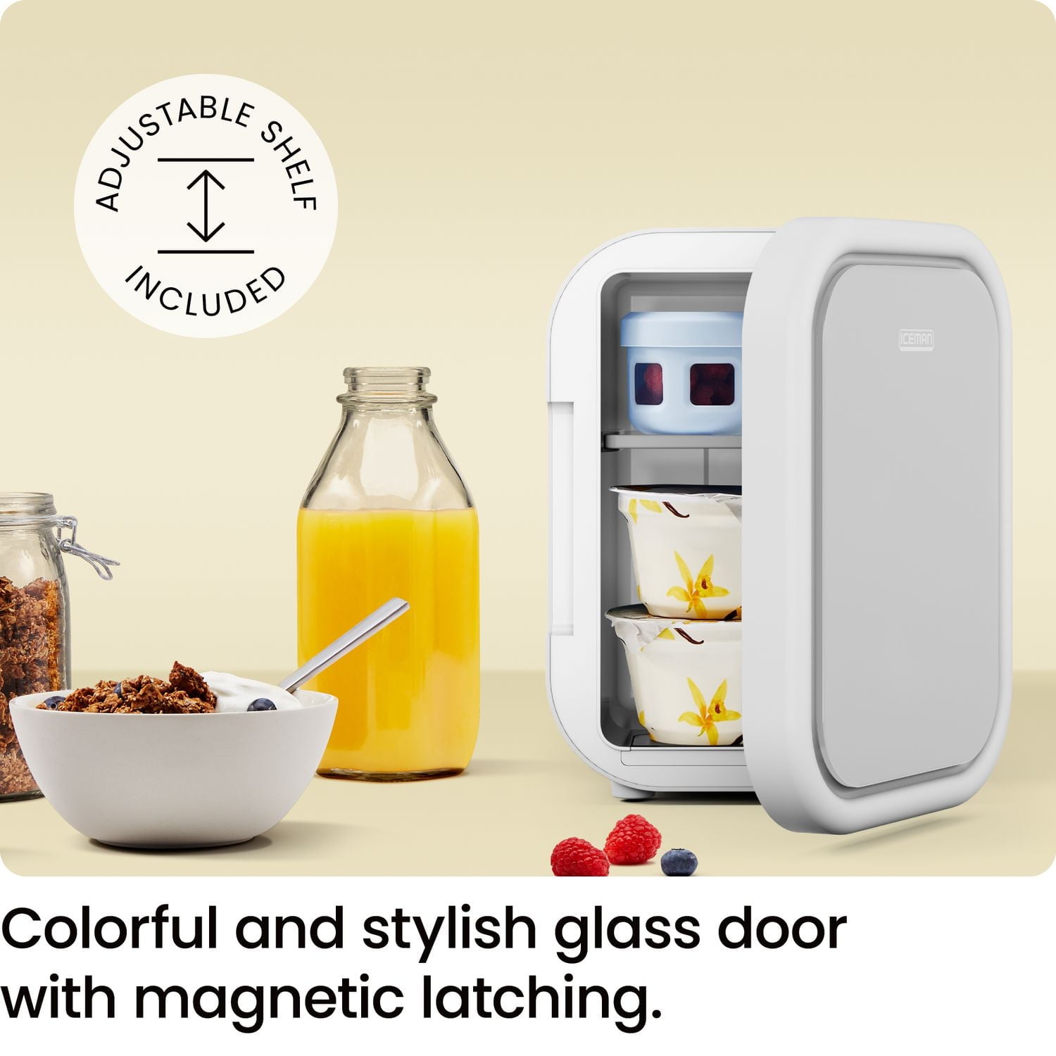 ICEMAN Portable Mini Fridge w/ 6 355 ml (12oz) Can Capacity, Cools and Heats, Car Plug Included - White, New