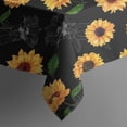 thumbnail image 5 of Black Green Leaf Sunflower Pattern Square Tablecloth,Waterproof Square Table Cover,Wipeable Spillproof Washable Table Cover for Home Kitchen Party Decor 60"x60"(152x152cm), 5 of 6
